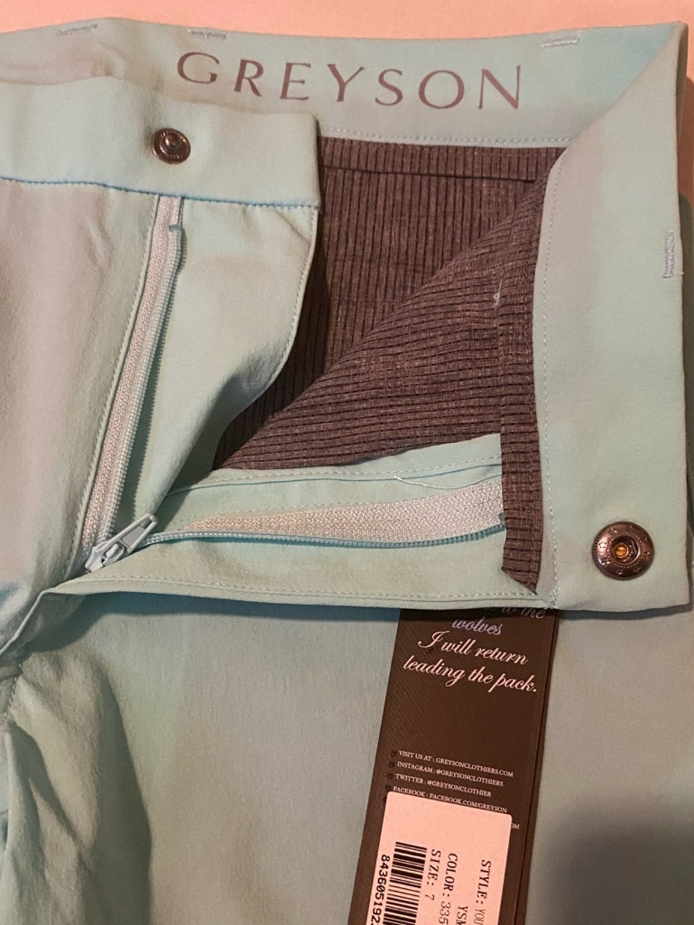 Greyson Light Teal Boys Flat Front Performance Shorts Size 7 - Picture 7 of 10